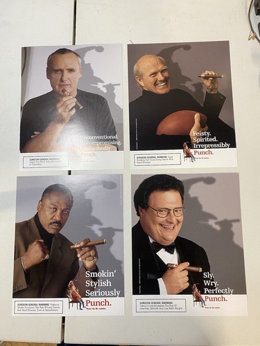 Lot Punch Cigar Ads Joe Frazier, Wayne Knight, Terry Bradshaw, Dennis Hooper
