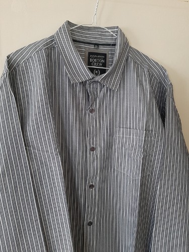 Boston Crew Mens Blue 100% Cotton Stripped L /S Size XL Shirt BIG,TALL BNWOT - Picture 5 of 10