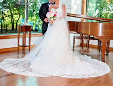 Cathedral Length Train Jeweled Ballgown Dream Wedding Dress Custom Bridal Gown