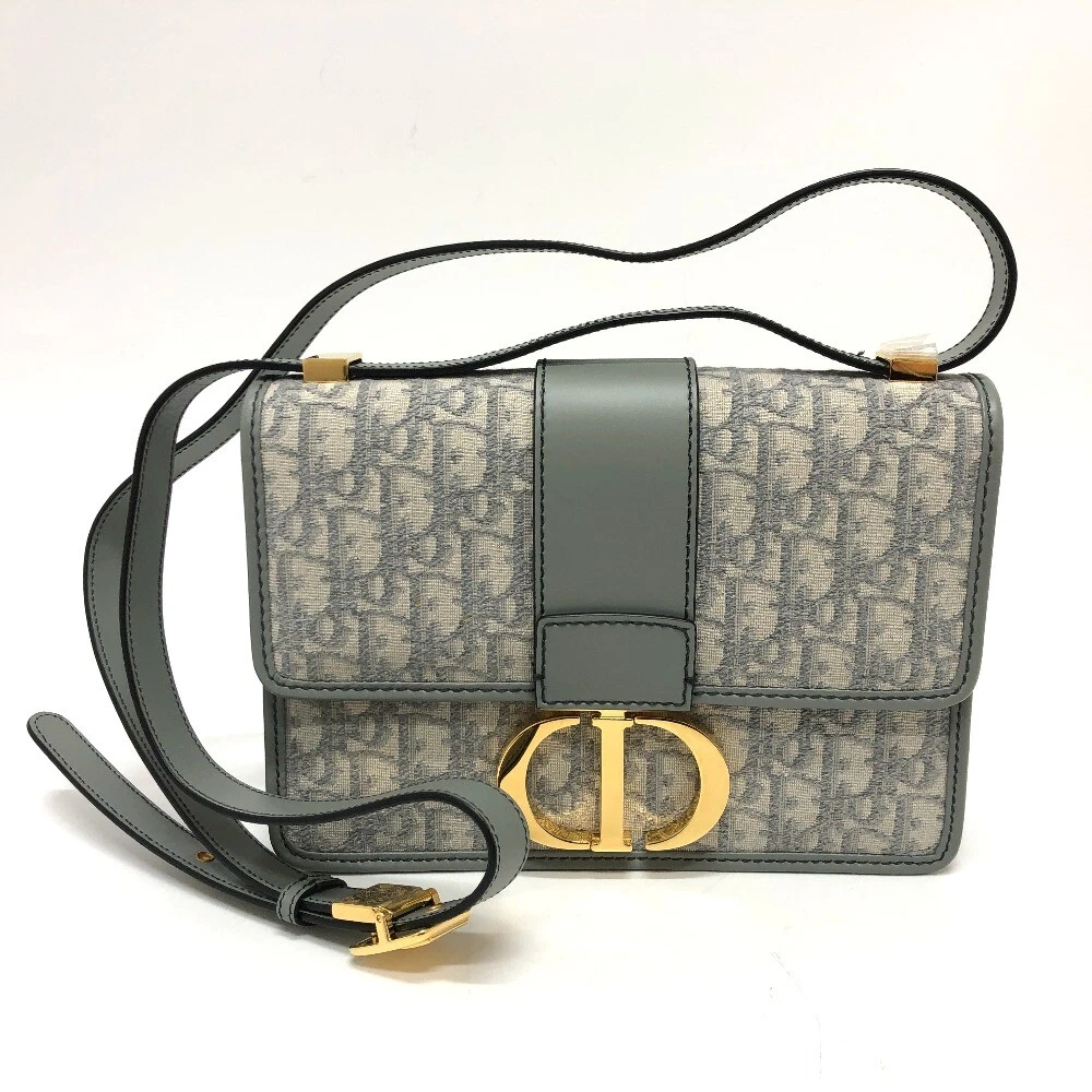 Dior CD logo Montaigne sac oblique sac bandoulière cuir/toile gris/orHardware