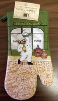 Rare Fat Chef Printed 13 Large Oven Mitt, Trattoria, Green Back, Green Vino Rare Fat Chef Printed 13 Large Oven Mitt, Trattoria, Green Back, Green Vino