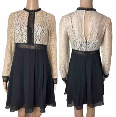 Little Mistress Sheer Lace Black Cream Goth Coquette Party Dress Size 4P