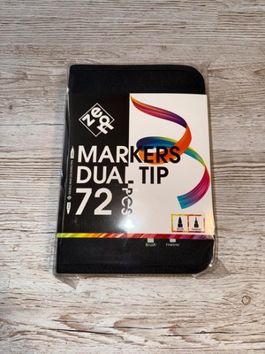   Zeno 72 Dual Tip Water-Based Markers   Fine & Brush Tips with Storage Case