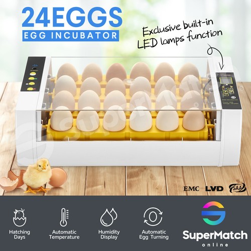24 Egg Incubator Hatching Chicken Pigeon Quail Eggs Egg Candling