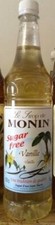 Monin Vanilla Sugar Free Premium Syrup 1 Litre - Big Bottle!!