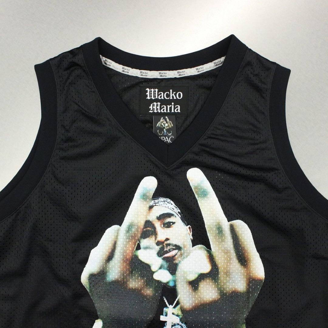 トップス wacko maria TUPAC BASKET BALL TANK TOP L Wacko Maria 2PAC Basketball Jersey Tank Top TUPAC-WM-TT01 Black