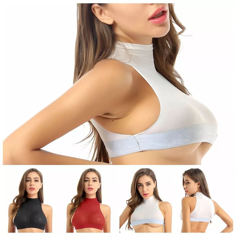 3Color Women Sheer Ultra-thin Tank Top Mesh Lingerie Crop Top Blouse Vest  Shirts