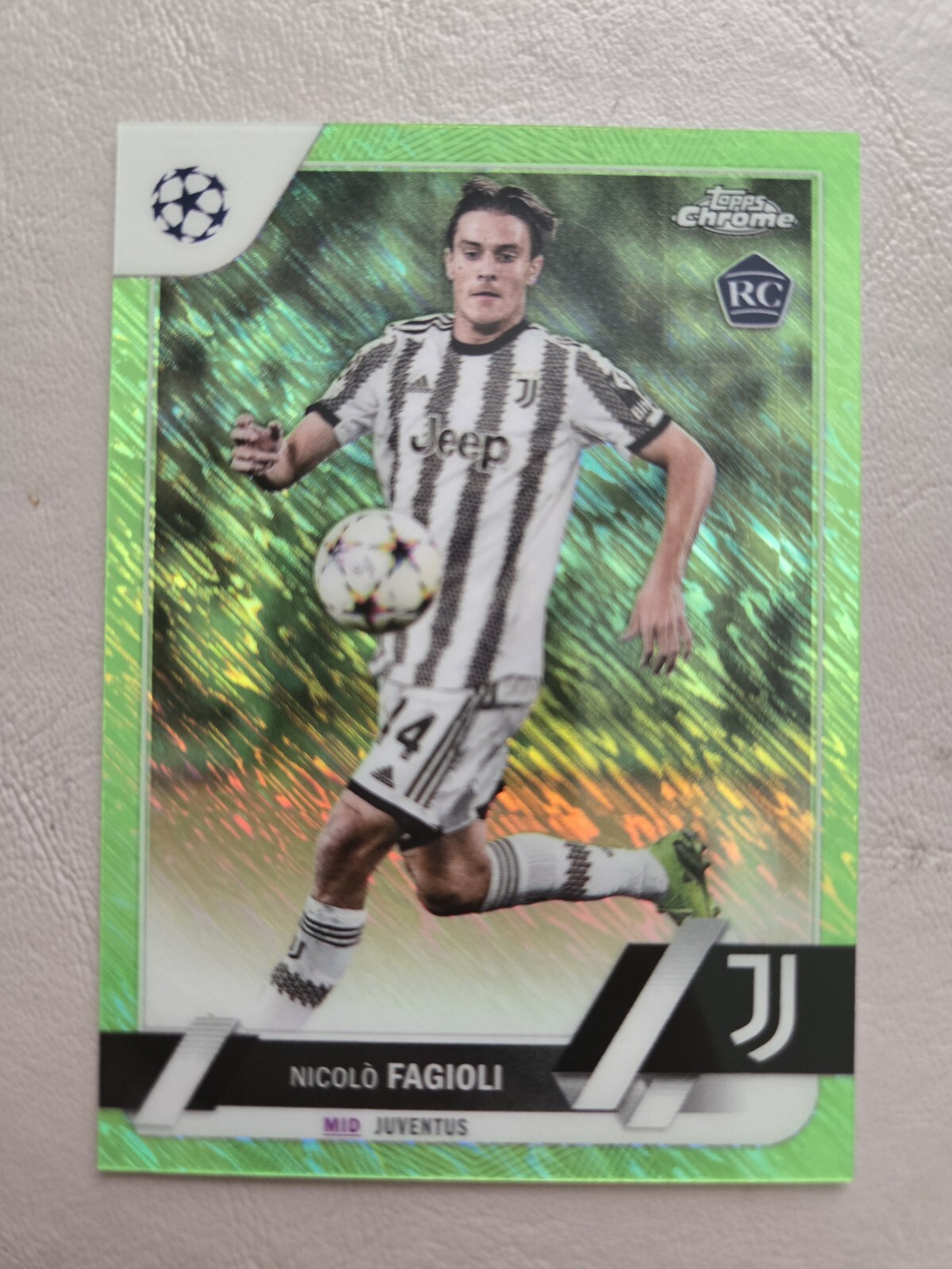 2022-23 Topps Chrome UEFA Neon Green Shimmer Refractor #53 Nicolo Fagioli /399