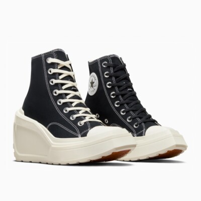 New Womens CONVERSE CHUCK 70 DE LUXE WEDGE A06478C BLACK W5 - 8.5