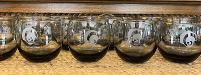 4 LOS ANGELES RAMS Smoked Glass/Roly Poly Cocktail Glasses-NFL Football Barware