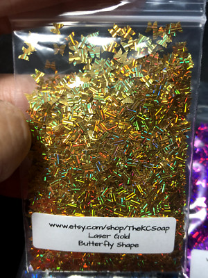 100G Solvent Resistant LASER GOLD Butterfly Shape Glitter Nail Epoxy US Seller