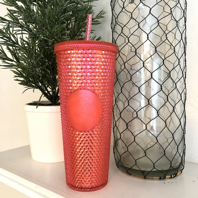 starbucks 2019 holiday studded tumbler neon pink