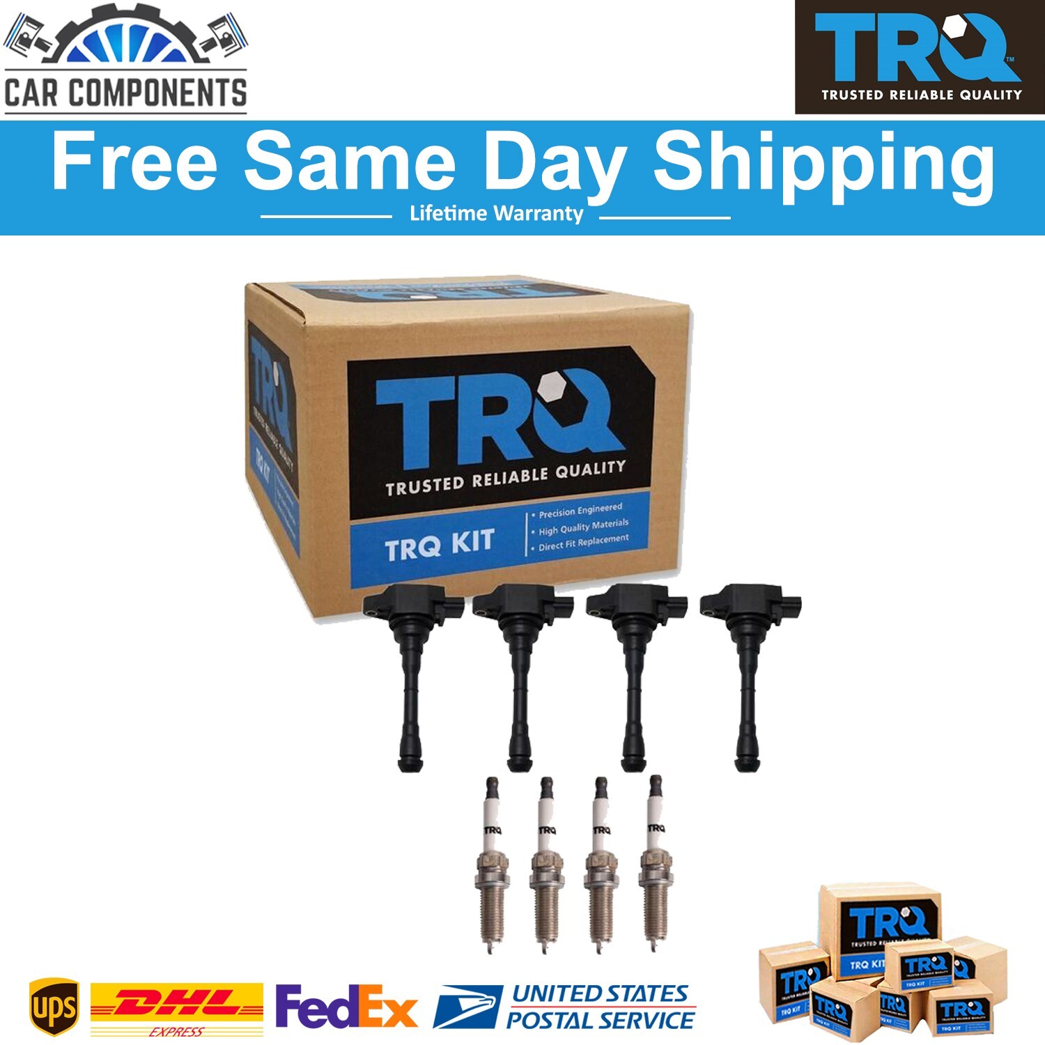 TRQ New Ignition Coil  Iridium Spark Plug Kit Set For 2011-2017 Nissan Sentra