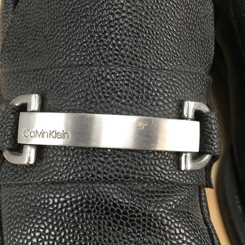 Calvin Klein Shoes Mens 10 Eaton Dress Slip On Bit Loafer Black Faux Leather - Image 4 of 4