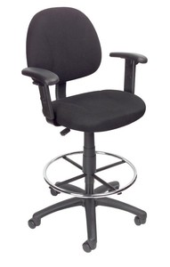 Boss Drafting Stool With Adjustable Arms And Footring Black (616878124832)