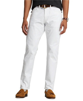 Polo Ralph Lauran Men The Hampton Relaxed Straight Fit Hudson White Jeans 32*30
