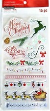 Christmas Borders  Sayings Clear Acrylic Stamp Set 605741 NEW w/ Santa  Deer