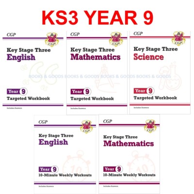 KS3 Year 9 Maths English Science 5 Workbooks Bundle with Answers Ages 13-14 CGP