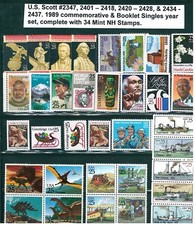 Ensemble De Timbres-Poste De 1989 Non Oblitérés US 34 Timbres MNH