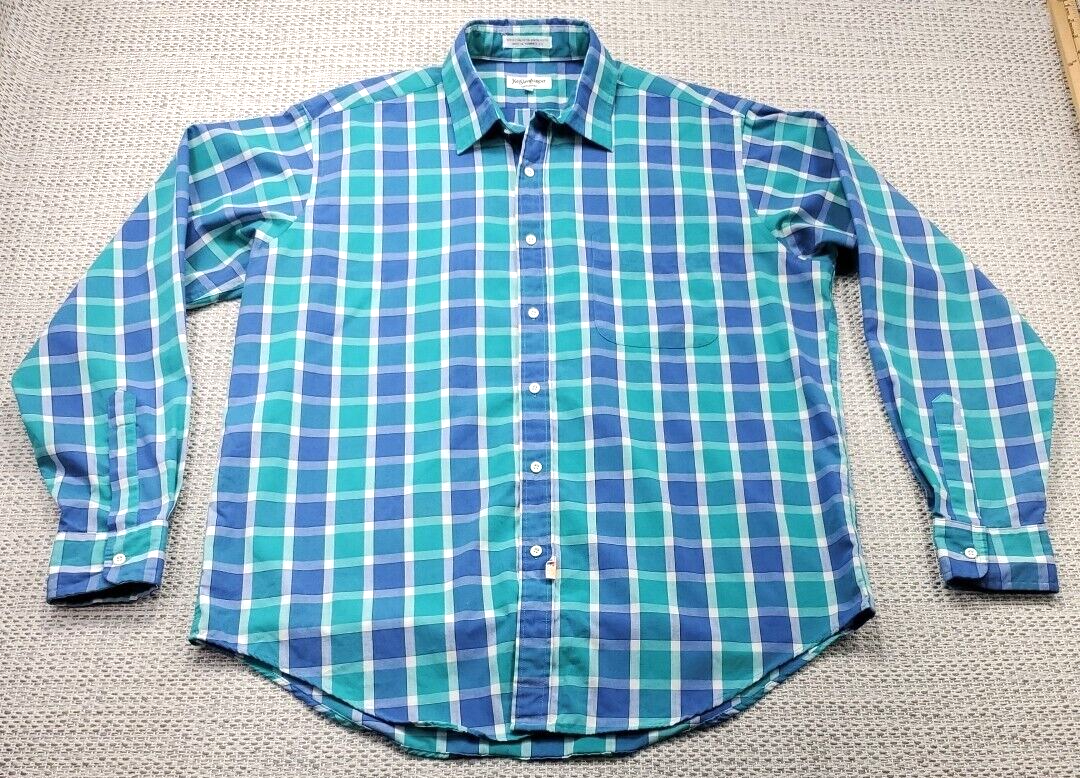 YSL Camicia Vintage Yves Saint Laurent Uomo Grande Manica Lunga Plaid Casual