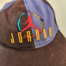 Nike Air Jordan Hat Color Block Jumpman Snapback Cap 90's Adult Blue Black Vtg