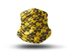 Washable Fabric Face Cover Neck Gaiter Caution Sign Line Design Print EU Made