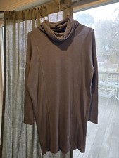 CABI GRAY COWL NECK LONG SLEEVE STRETCH KNIT DRESS SIZE- S