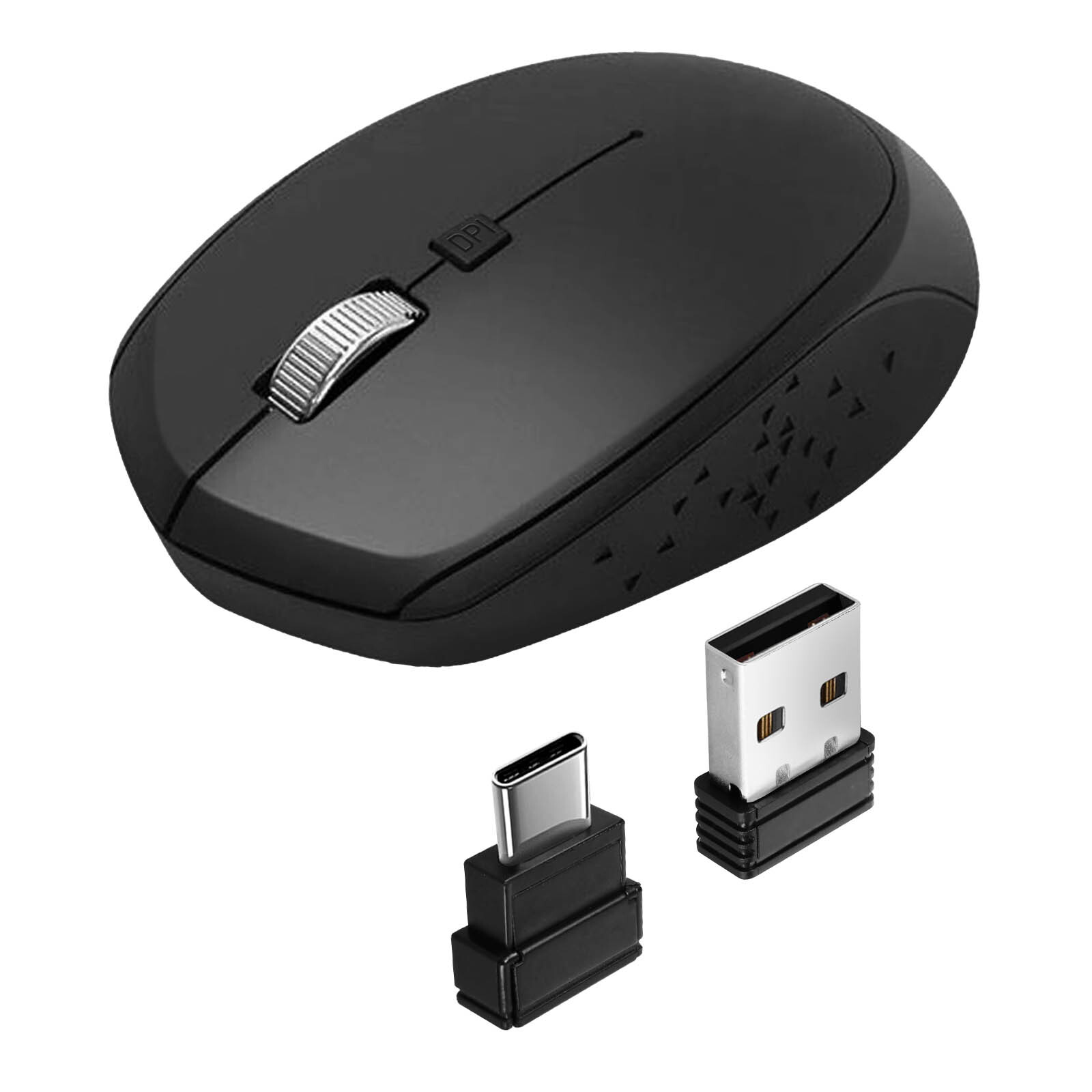 Akashi Black Wireless Mouse for Tablet, MacBook, USB-C with USB Adapters-image