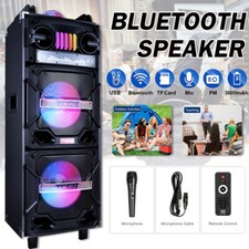 LOUD Dual 10" Subwoofer Bluetooth Speaker PA System Karaoke DJ LED AUX FM Mic