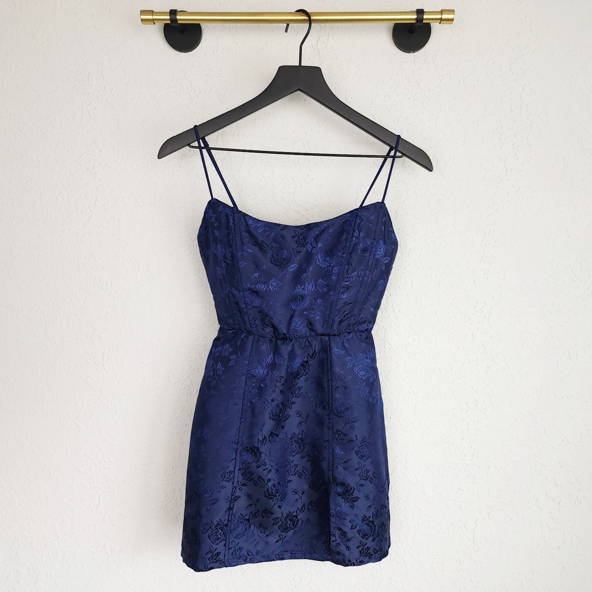 Lucy In The Sky S Navy Blue Alison Floral Jacquard Corset Lined Mini Dress  | eBay