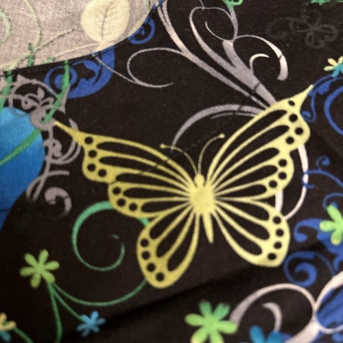 Scrub H.Q. Womans Snap Front Jacket Butterfly Heart Leaves Sz L - Picture 9 of 9