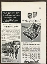 1955 Harry & David Christmas Time PRINT AD Fruit of Month Club Cute Images