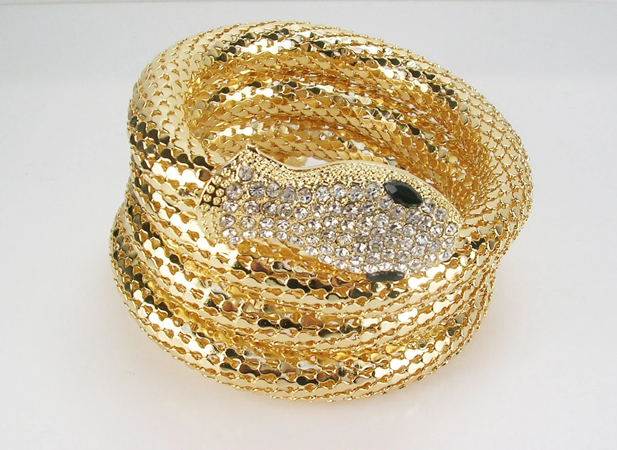 Kenneth Jay Lane Filigree Snake Bracelet Petite to Average GOLD