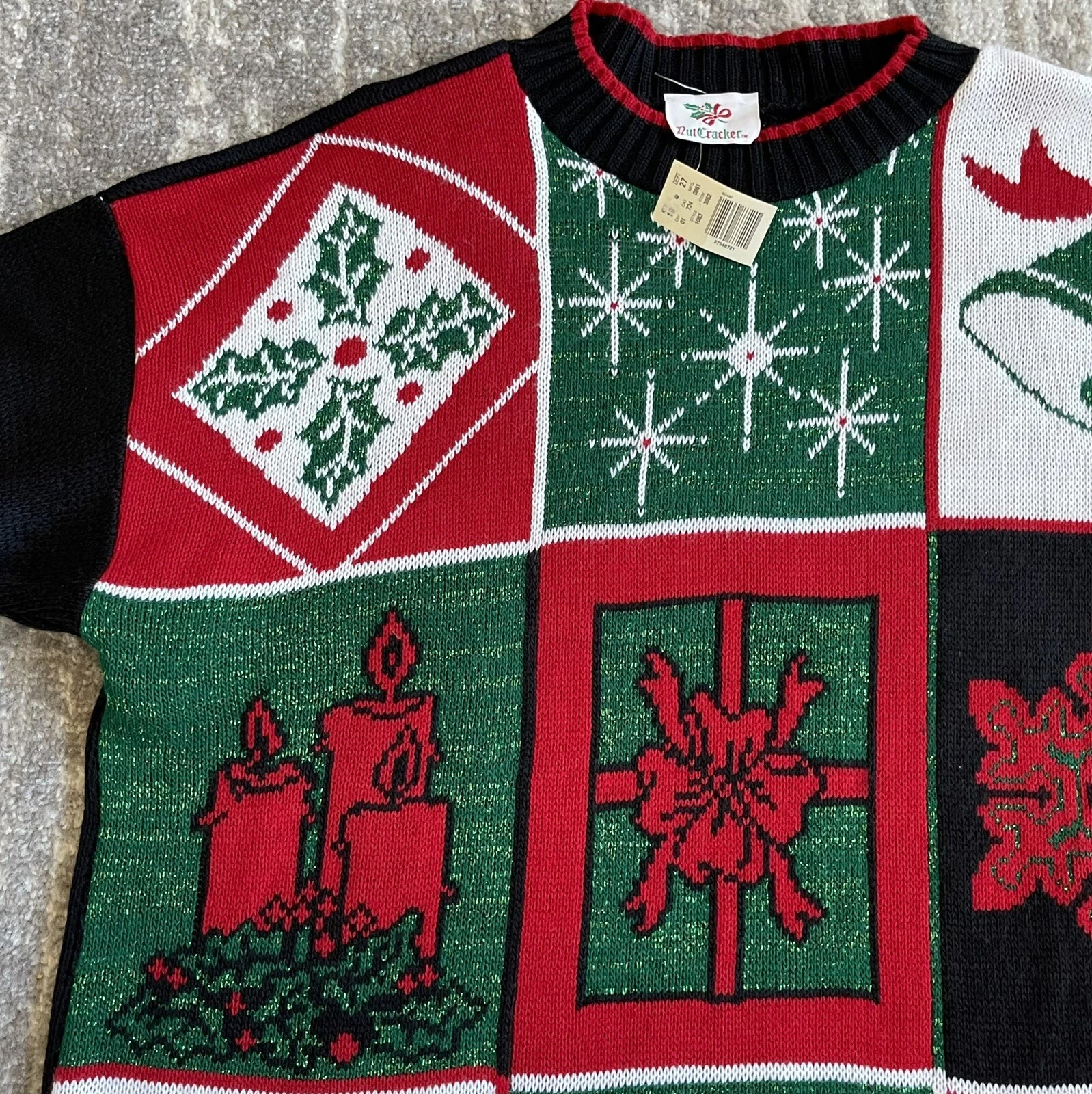 NWT Nutcracker Women's Ugly Christmas Sweater Size L Pullover Acrylic Black Red