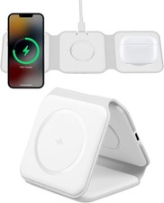 3 in 1 Wireless Magnetic Foldable Travel Charger, for iphone and Android, White