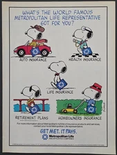 1985 Metropolitan Life Insurance w/ Snoopy Cartoon Character by Schulz
