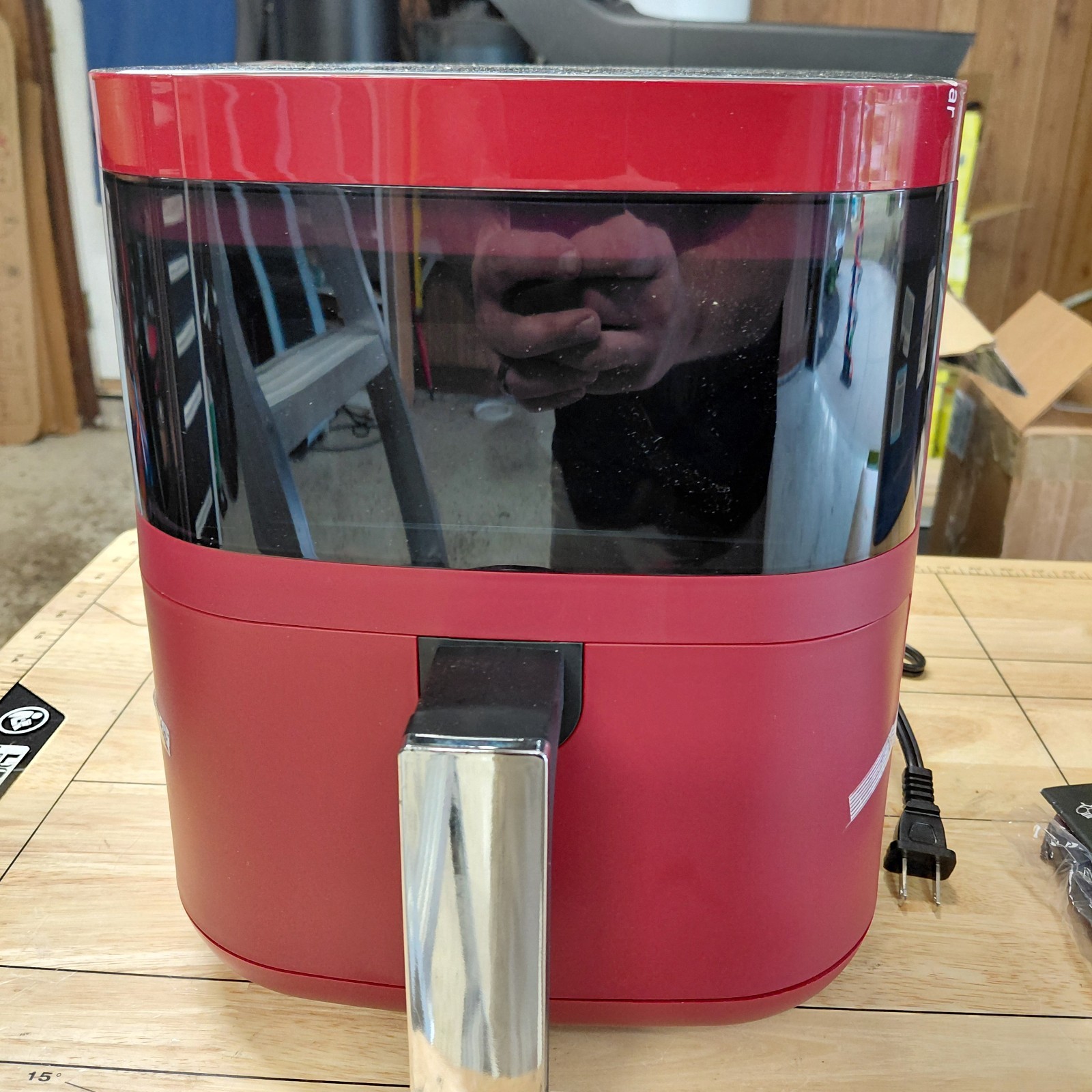 ¡NUEVO EN CAJA! Freidora de aire compacta inteligente Beelicious 8 en 1 4 cuartos. Rojo con ventana de visualización