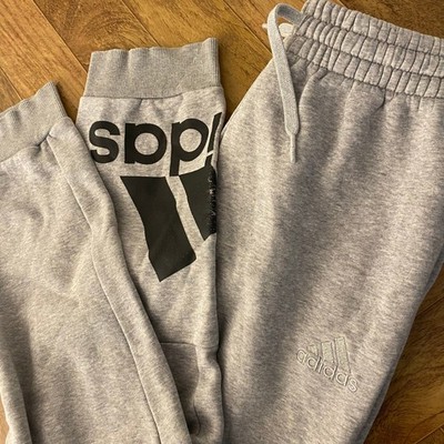 Adidas Essentials Big Logo Tapered Cuffed Pants Mens Small Heather Grey GK8969