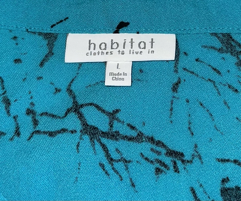 HABITAT Clothes To Live In Sz Large Popover Tunic Lagenlook Aqua Turquoise Blue - Image 3 of 4