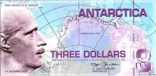 2007 Antarctica 3$ SPECIMEN King Haakon VII of Norway UNC