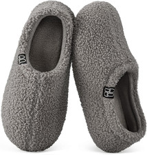 Women'S Fuzzy Curly Fur Memory Foam Loafer Slippers with Polar Fleece Lining