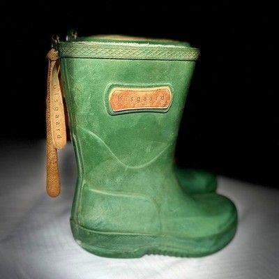 Bisgaard Danish Kids Green Rubber Rain Boots Pull Tabs Unisex Children Size 25