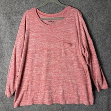 Torrid Top Women's 3X Pink Heather Super Soft Plush Long Sleeve Pocket Tee