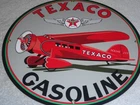 VINTAGE TEXACO AVIATION AIRPLANE✈️ GAS 11 3/4" PORCELAIN METAL GASOLINE OIL SIGN
