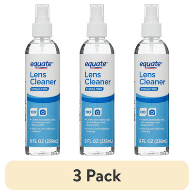 3 Pack Equate Streak-Free Lens Cleaner 8 oz Spray Bottles