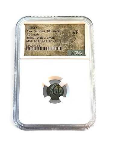 Widows Mite Ancient Coin NGC Certified VF Grade Judea Biblical Slab (103-76 BC)