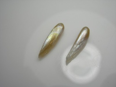 GIA 2 NATURAL PEARLS Rare Mississippi River USA American uncultured wing mermaid