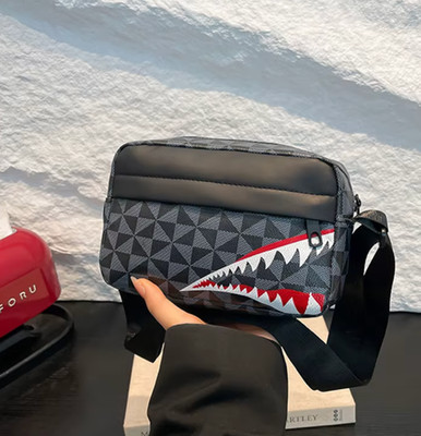 Shark Mouth Crossbody Bag Unisex Mini Phone Purse Small Square Saddle Bag Large