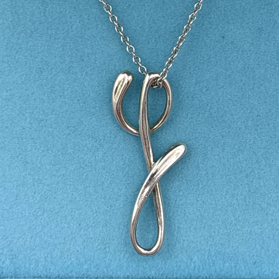 Tiffany & Co.Elsa Peretti Letter Script Alphabet Y Initial Pendant Necklace RERA - Image 3 of 4