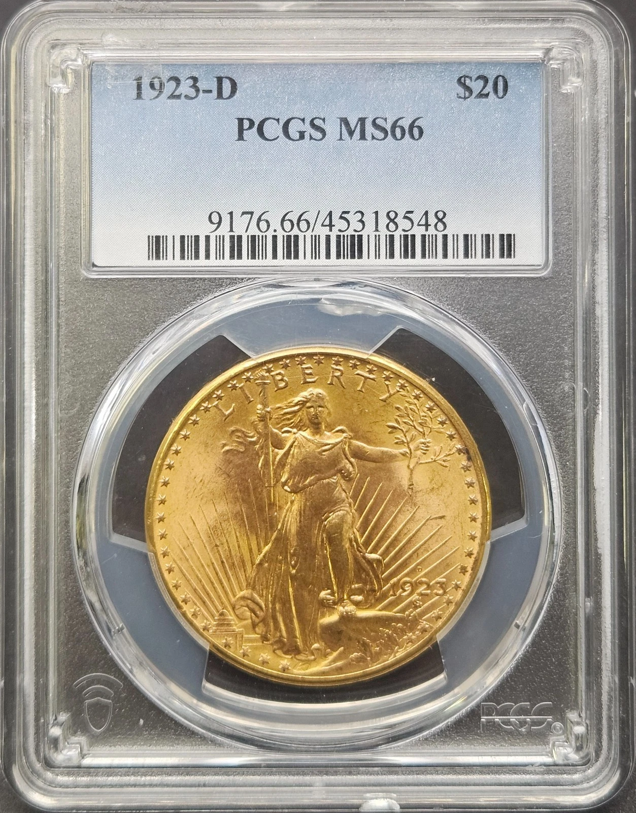 1923-D $20 Saint-Gaudens – PCGS MS66 | Superb Gem Denver Issue